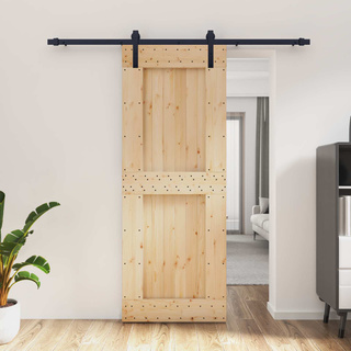 Drzwi przesuwne Naturalny i czarny 80 x 210 cm