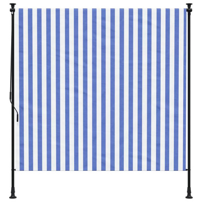 vidaXL Roleta zewnętrzna, niebiesko-biała, 200x270 cm, tkanina i stal