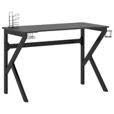 vidaXL Biurko do gier z nogami w kształcie K, czarne, 110x60x75 cm
