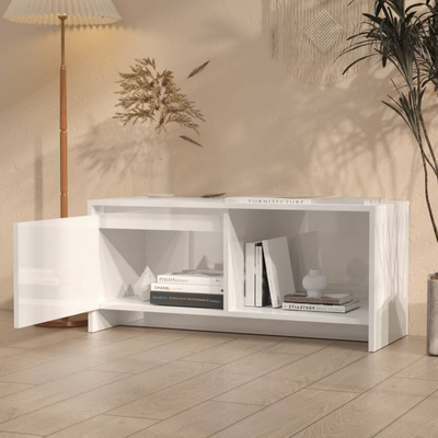 vidaXL Szafka pod TV, wysoki połysk, biała, 90x35x40 cm