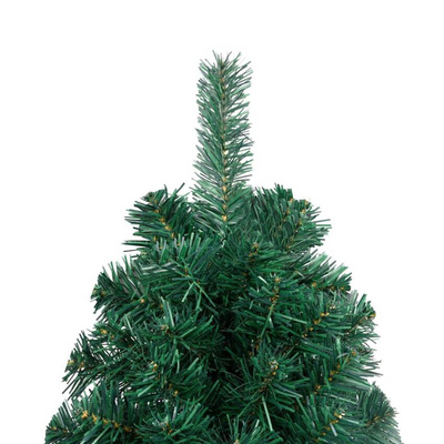 Choinka z lampkami i bombkami, połówka, zielona, 210 cm vidaXL