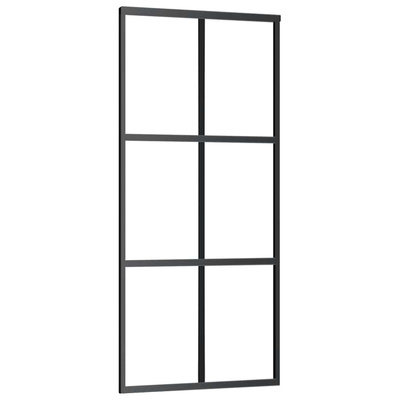 vidaXL Drzwi przesuwne, szkło ESG i aluminium, 90x205 cm, czarne