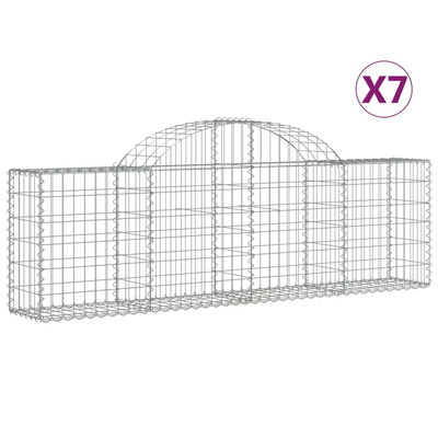 Kosze gabionowe, 7 szt, 200x30x60/80 cm, galwanizowane żelazo