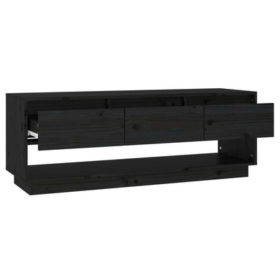 vidaXL Szafka pod TV, czarna, 110,5x34x40 cm, lite drewno sosnowe