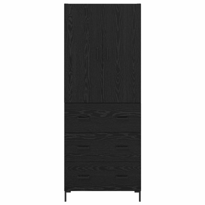 Highboard Czarny Dąb 69,5 x 34 x 180 cm Drewno inżynieryjne