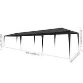 vidaXL Namiot imprezowy, 3 x 9 m, PE, antracytowy