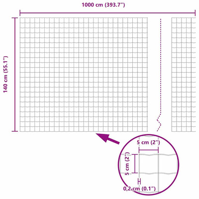 Ogrodzenie Euro 1,4 x 10 m Żelazo pokryte PVC Szary