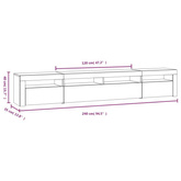 vidaXL Szafka pod TV z oświetleniem LED, biała, 240x35x40 cm