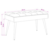 Ławka z guzikami Czerwone wino 80 x 40 x 46 cm Welur