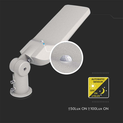 50W Lampa uliczna LED z czujnikiem i regulowanym uchwytem / Chip SAMSUNG / Barwa:4000K / Obudowa: Szara