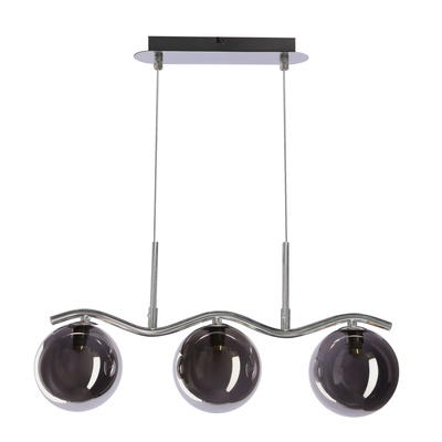 LUMOS lampa wisząca 3x20W G9 chrom klosze szklane 14 cm grafitowe nowoczesna elegancka oprawa oświetleniowa salon jadalnia kuchnia glamour