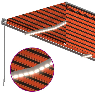 vidaXL Ręcznie zwijana markiza z zasłoną i oświetleniem LED, 4x3 m