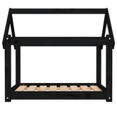 vidaXL Legowisko dla psa, czarne, 81x60x70 cm, lite drewno sosnowe