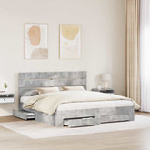 Ramka łóżka Betonowy szary 200 x 200 cm Drewno inżynieryjne