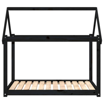 vidaXL Legowisko dla psa, czarne, 111x80x100cm, lite drewno sosnowe
