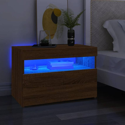 vidaXL Szafka pod TV z oświetleniem LED, brązowy dąb, 60x35x40 cm
