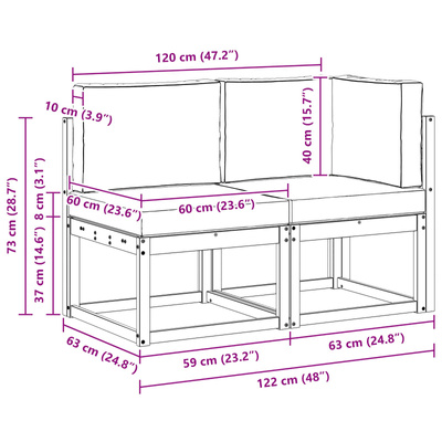 Modułowa sofa na zewnątrz 2 Sztuka Naturalny i Jasny Szary
