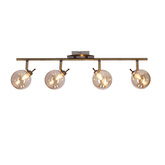 Lentini Lampa sufitowa listwa patynowy 4x40w g9 klosz bursztynowy