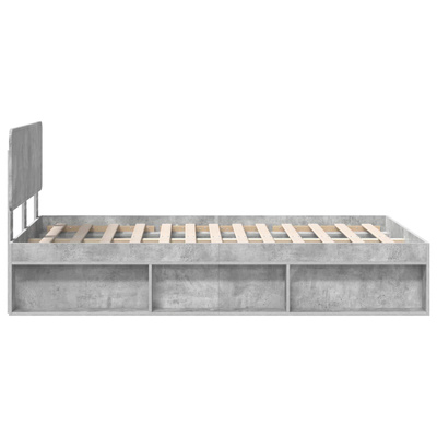 Ramka łóżka Szary beton 135 x 190 cm Lite drewno sosnowe