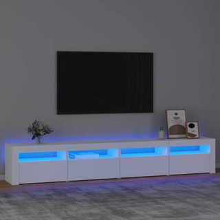 vidaXL Szafka pod TV z oświetleniem LED, biała, 240x35x40 cm