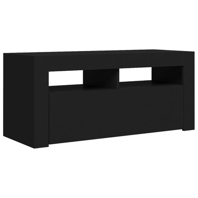vidaXL Szafka pod TV z oświetleniem LED, czarna, 90x35x40 cm