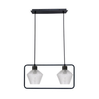 Niko Lampa Wisząca Czarny 2X40W E27 Klosz Bezbarwny Karbowany