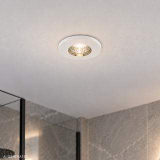 Nowoczesna oprawa wpuszczana MR16 do łazienki SH-06 WH biała hermetyczna IP65 + oprawka GU10 LED