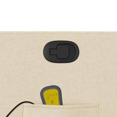 vidaXL Rozkładany fotel masujący, kremowy, obity tkaniną