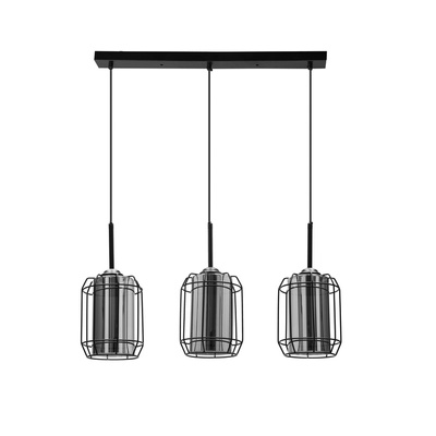 Jonera lampa wisząca czarny 3x40 E27 klosz dymiony 33-08435