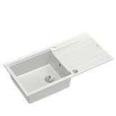 EVAN 146 XL GraniteQ zlewozmywak z syfonem Push 2 Open 1-komorowy z/o (1000x500x210; kom. 420x480) snow white / elementy stalowe