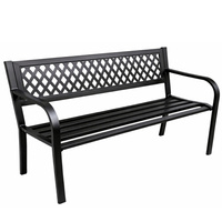 Ławka Ogrodowa Parkowa Taras Ogród Metalowa Oparcie Czarna 120 cm