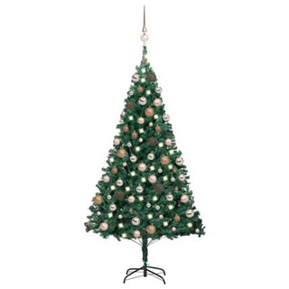 vidaXL Sztuczna choinka z lampkami i bombkami, zielona, 150 cm, PVC model standard