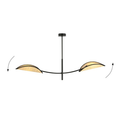 Lampa sufitowa LOTUS 2 BLACK/RATTAN
