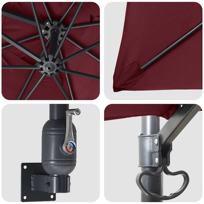 Parasolka ogrodowa Bordeaux Czerwony 248,5 x 247,5 x 160 cm