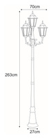 Wysoka zewnętrzna lampa stojąca K-7006A2/4 czarna/złota z serii LOZANA KAJA