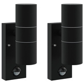 Zewnętrzna lampa ścienna 2 pcs Czarny 7 x 10 x 22 cm