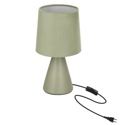 Lampka nocna Satti szarozielona ceramiczna z abażurem klasyczna E14