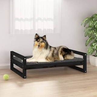 Legowisko dla psa, czarne, 95,5x65,5x28 cm, lite drewno sosnowe vidaXL
