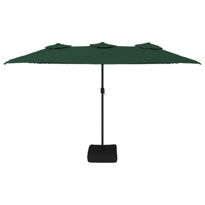 Podwójny parasol ogrodowy z LED, zielony, 449x265 cm