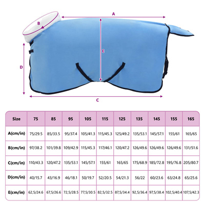 Koc dla Koni Jasny błękit 105 cm Polarowy fleece