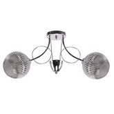 Lampa wisząca Mirox podwójna z kloszem szklana srebrna do salonu