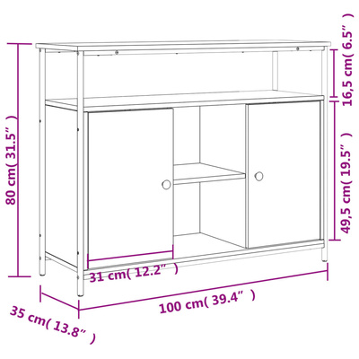 Komoda Sonoma Oak 100x35x80 cm Drewno konstrukcyjne