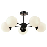 Calari lampa wisząca czarny 5x40W E14 klosz biały 35-37466 