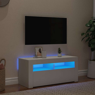 Szafka pod TV z oświetleniem LED, biała, 90x35x40 cm