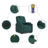 vidaXL Podnoszony fotel masujący, elektryczny, rozkładany, zielony
