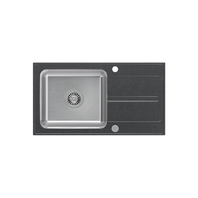 RALPH 111 Fusion GraniteQ black dotted (czarny) z komorą stalową (780x430x190) z syfonem manualnym i zaślepką