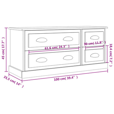 vidaXL Szafka pod TV, szary dąb sonoma, 100x35,5x45 cm