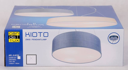Lampa wisząca z abażurem Kioto szara 40 cm nowoczesna do salonu
