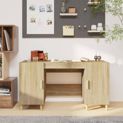 vidaXL Biurko, dąb sonoma, 140x50x75 cm, materiał drewnopochodny wariant 8