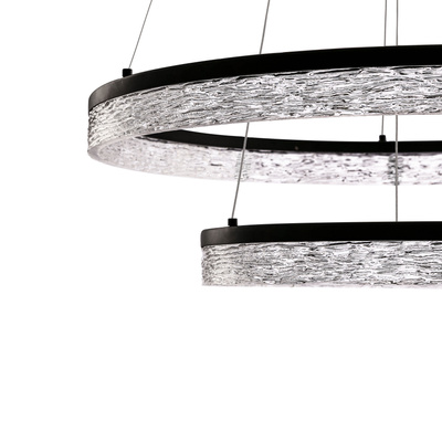 Lampa wisząca FROZI w stylu glamour – czarny klosz z kryształkami – nowoczesny żyrandol LED do luksusowego salonu